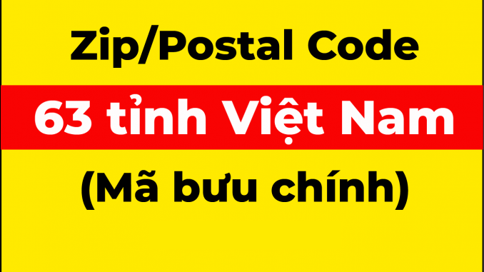 Postal Code (Mã bưu điện, mã bưu chính, Zip Postal Code, Zip code) 63 tỉnh thành Việt Nam 2020